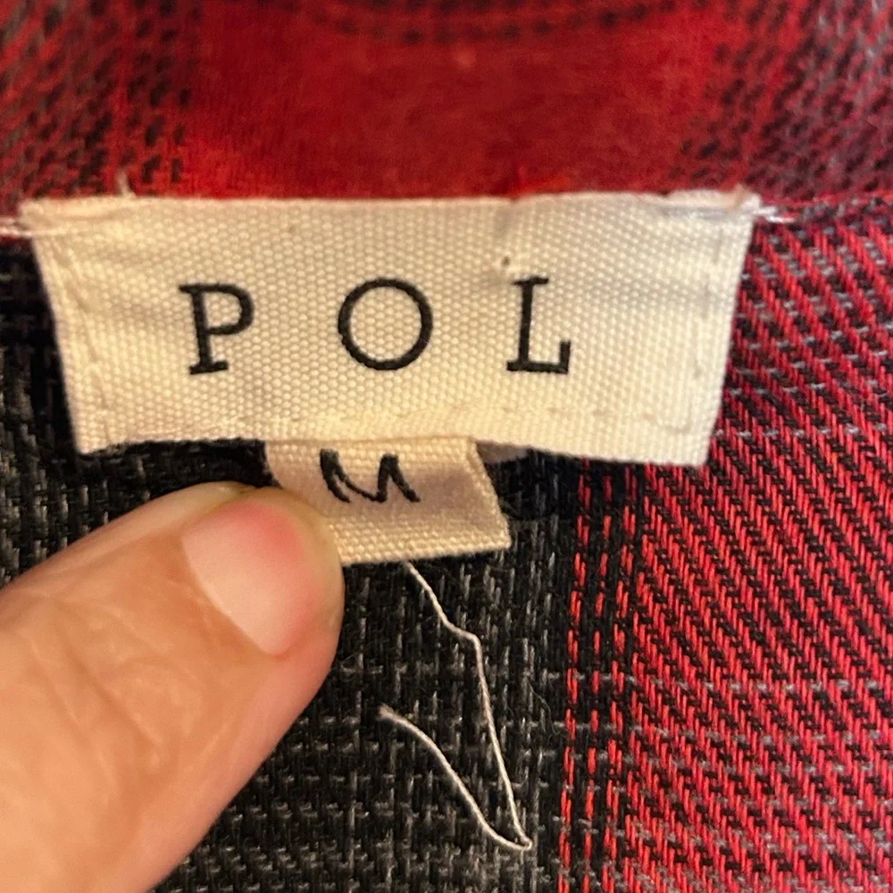 POL Red Plaid Button Down Shirt - Picture 3 of 7
